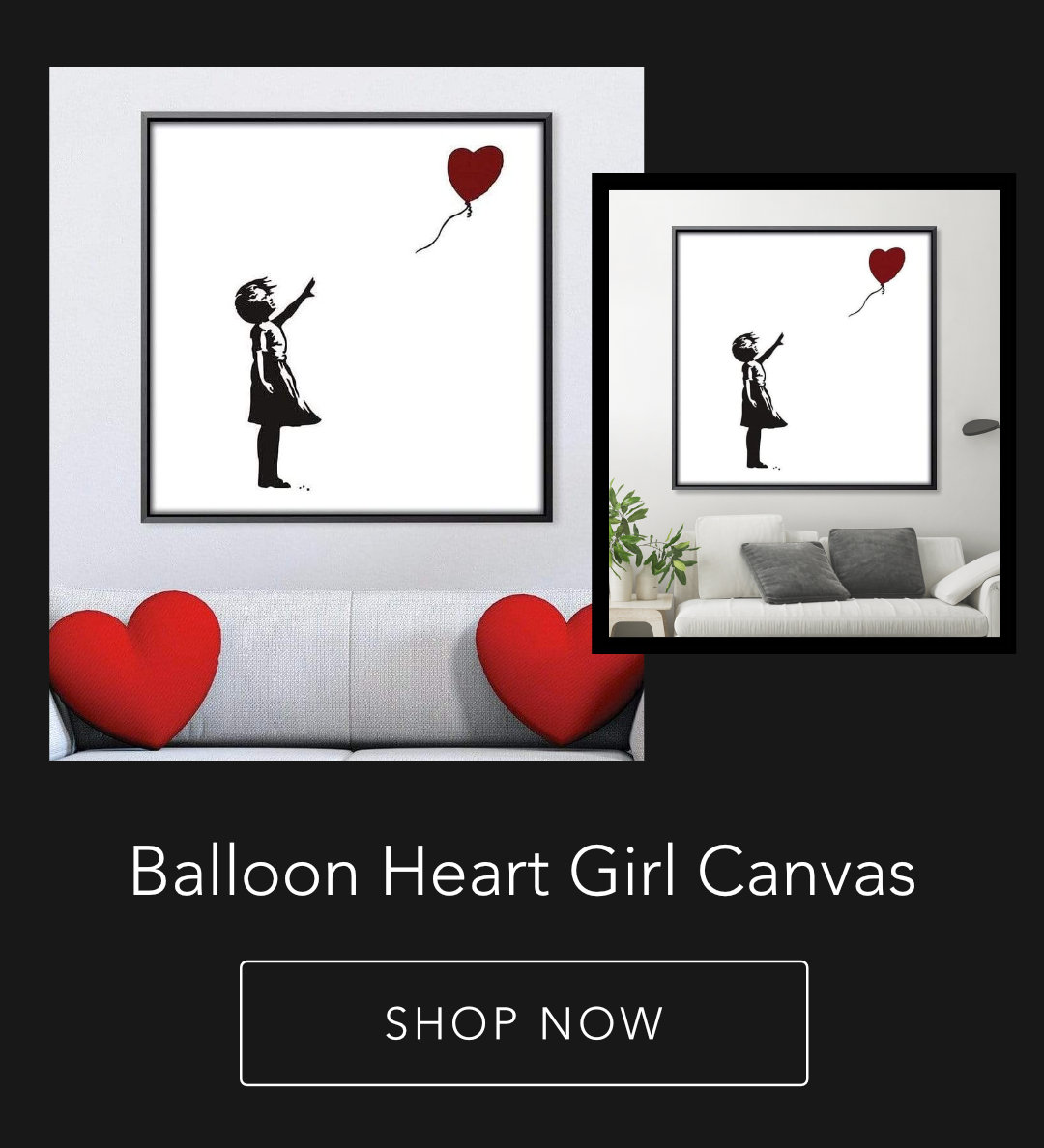 Balloon Heart Girl Canvas