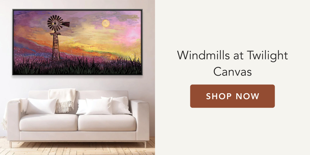 Windmills at Twilight Canvas